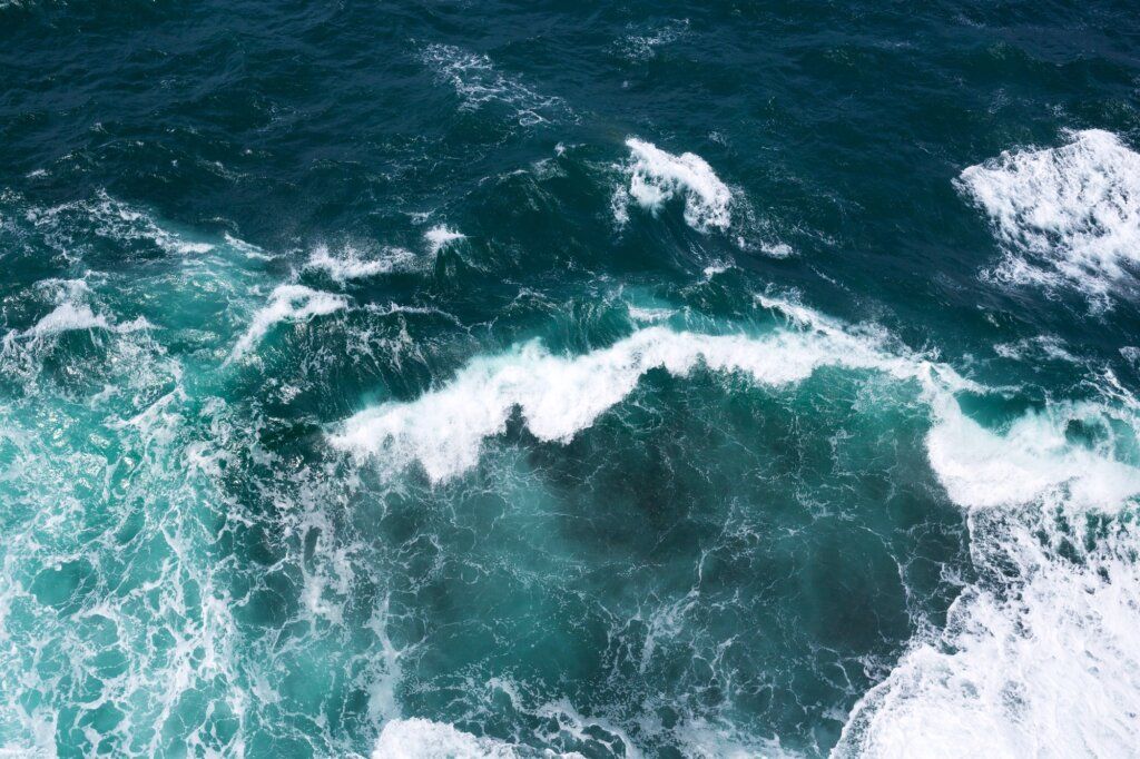 Aerial View on Ocean's Waves.